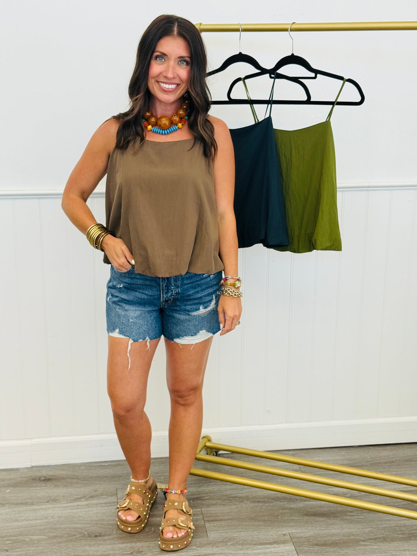 Bubble Hem Cami Tank Top (Reg.)-3 Colors