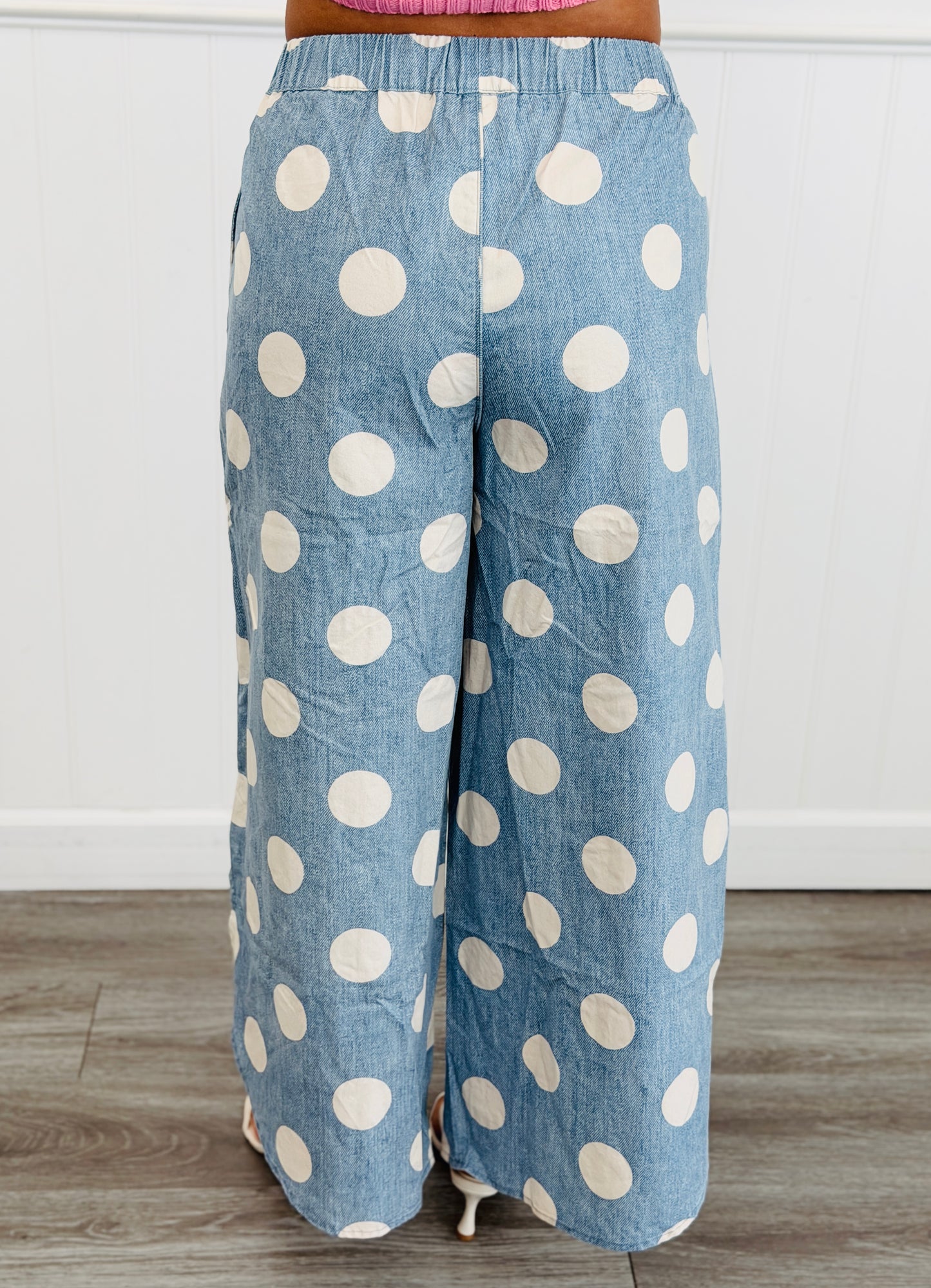 Denim Blue/Ivory Polka Dot Tulip Hem Pants (Reg.)