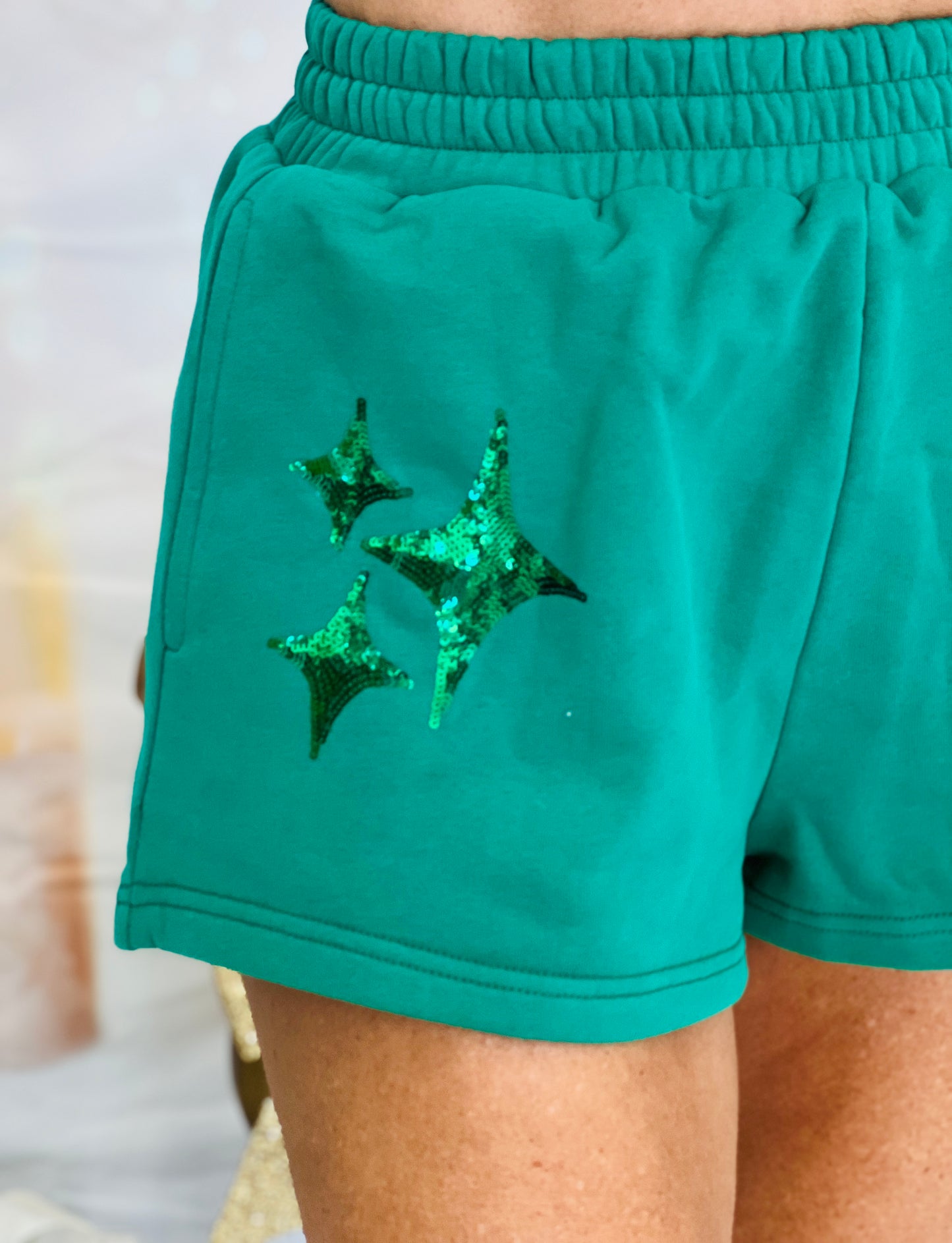 Queen Of Sparkles Green Sparkle Logo Shorts (Reg. and Plus)