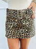 Brown Leopard Print Mini Skirt (Reg)