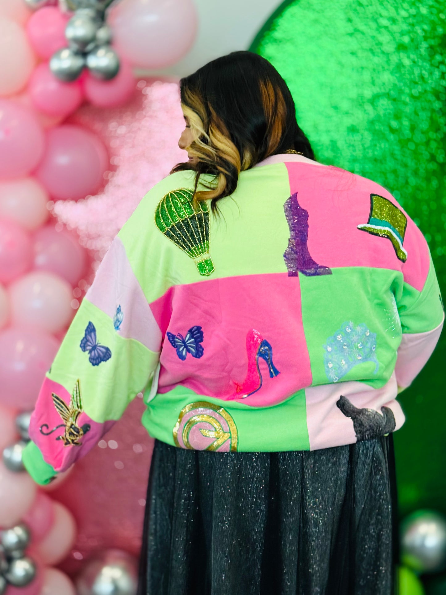 Queen Of Sparkles Licensed Lavender, Pink & Green Wicked Icon Sweatshirt (Reg. and Plus)
