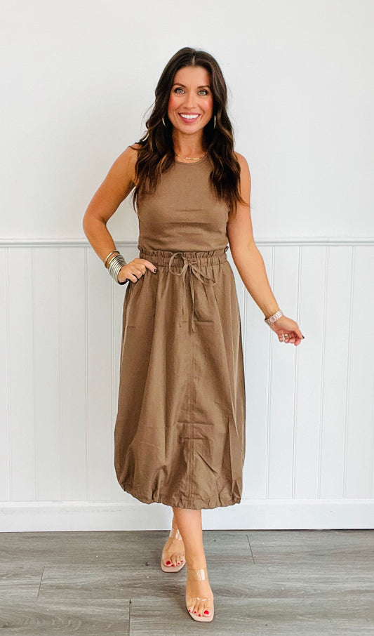 Toffee Utility Tank Midi Dress (Reg & Plus)