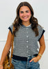 Navy Mini Striped Button Front Vest (Reg.)
