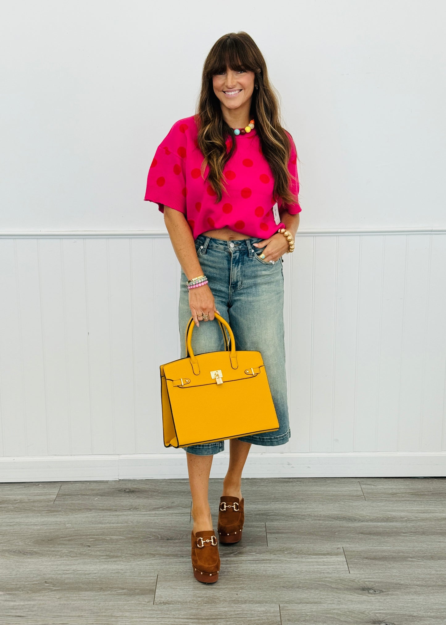 Polka Dot Short Sleeve Sweater Top (Reg.) - 3 Colors
