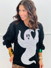 Queen Of Sparkles Black & White Floral Sequin Ghost Sweatshirt (Reg. and Plus)