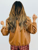Camel Faux Leather Zip Up Bomber Jacket (Reg.)