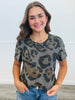 Leopard Subtly Sparkly Short Sleeve Blouse (Reg. and Plus)
