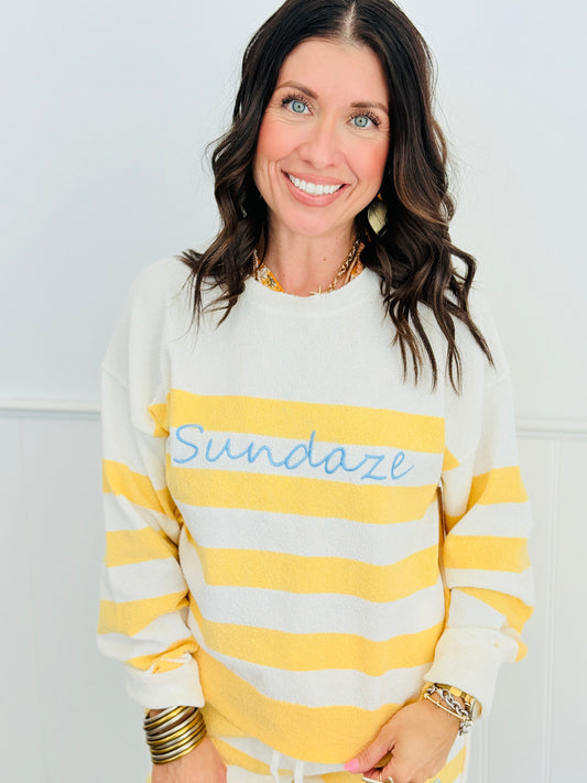 White/Lemon Stripe Sundaze Sweater Top (Reg.)