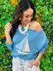 Blue Sailboat Graphic Sweater Top (Reg.)