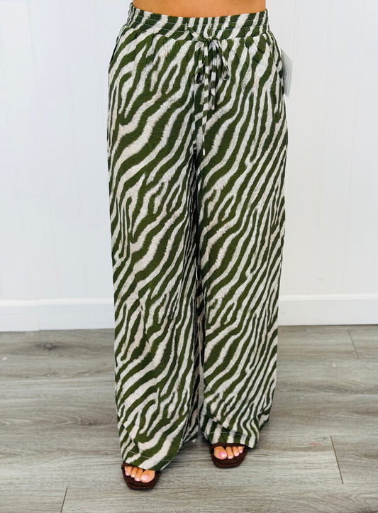 Olive Zebra Wide Leg Pants (Reg.)