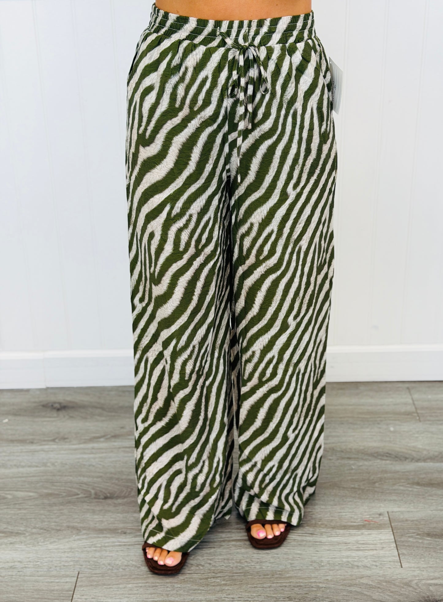 Olive Zebra Wide Leg Pants (Reg.)