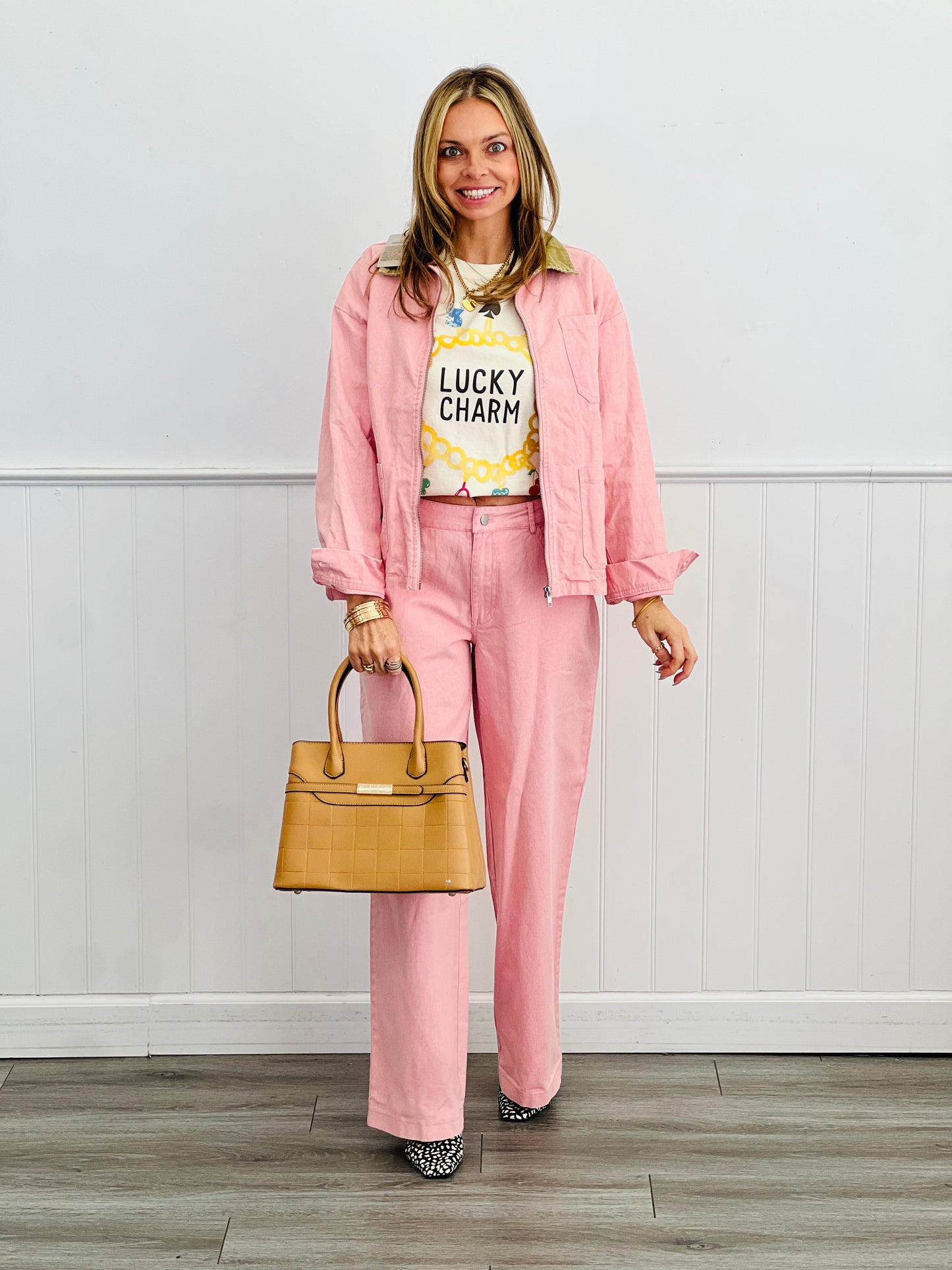 Pink Denim Elastic Back Jeans (Reg.)