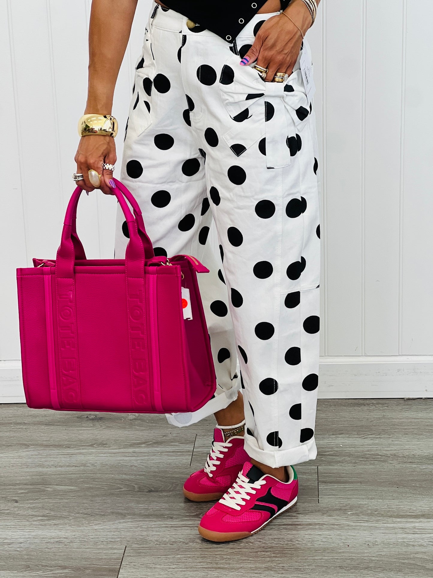 Polka Dot Bow Barrel Pants (Reg & Plus)-2 Colors