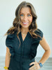 Black Ruffled Power Shoulder Maxi Dress (Reg)