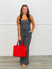 Black Stripe Strapless Top & Pant Set (Reg.)
