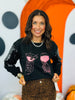 Black Pick Your Poison Sequin Sleeves Sweatshirt (Reg. and Plus)
