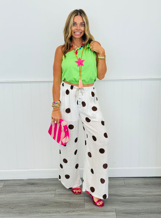 Off White/Brown Polka Dot Gauze Lounge Pants (Reg.)