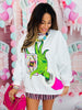 Queen Of Sparkles White & Green Hand Holding Logo Card Sweatshirt (Reg. & Plus)