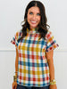 Rust Multi Checkered Mock Neck Sweater Top (Reg.)