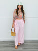 Pink Wrap Belt Wide Leg Pants (One Size)