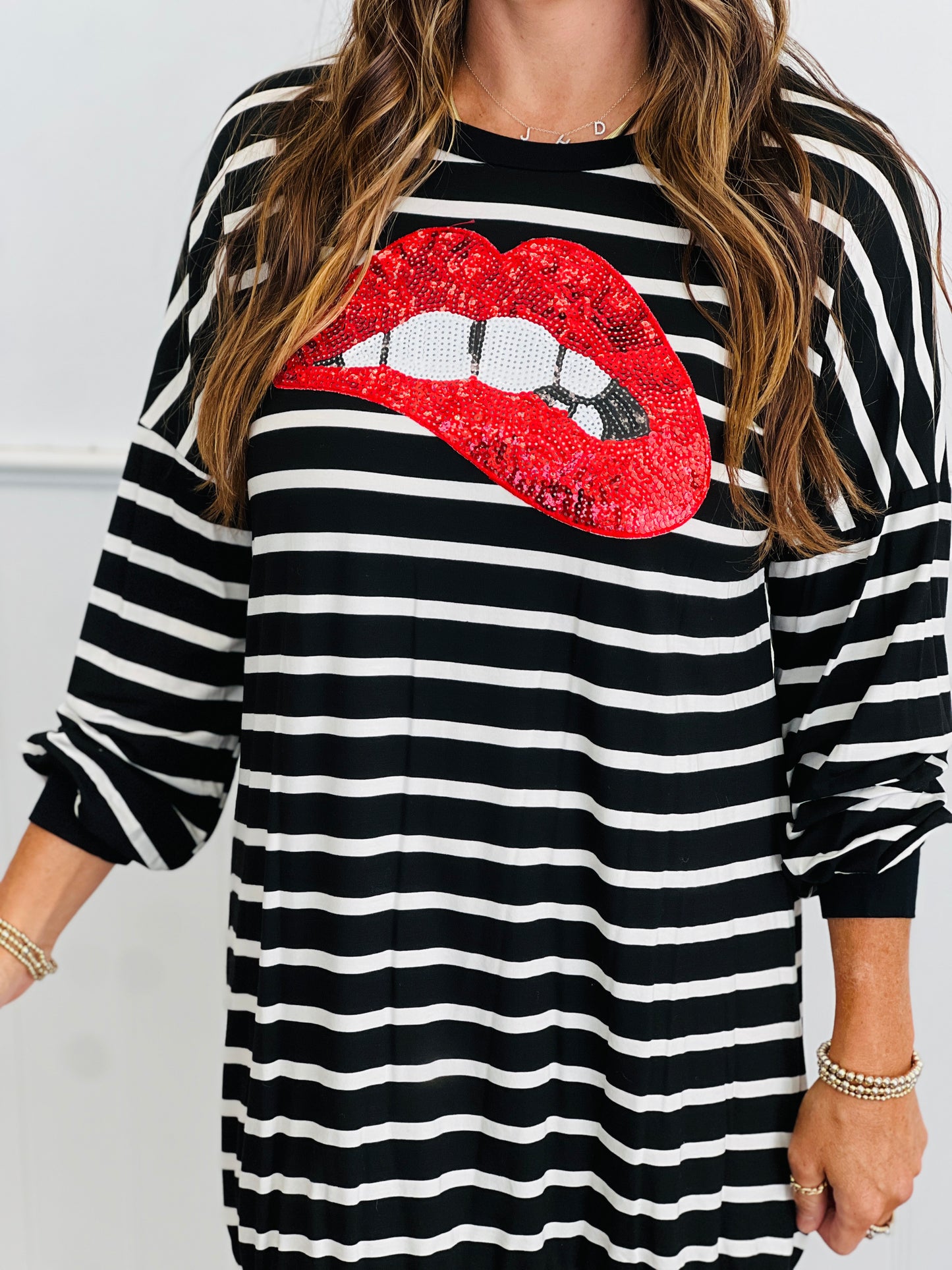 Black/Ivory Kiss & Tell Sweatshirt Dress (Reg.)