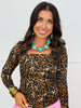 Leopard Print Square Neck LS Top (Reg. and Plus)