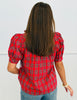 Plaid Tie Neck Puff Sleeve Top (Reg.) - 4 Colors