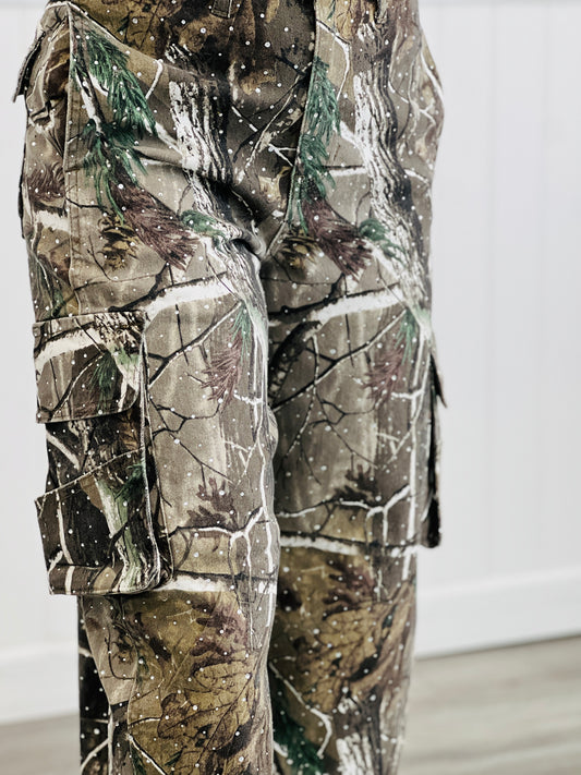 Stone Camo Print Barrel Cargo Jeans (Reg.)