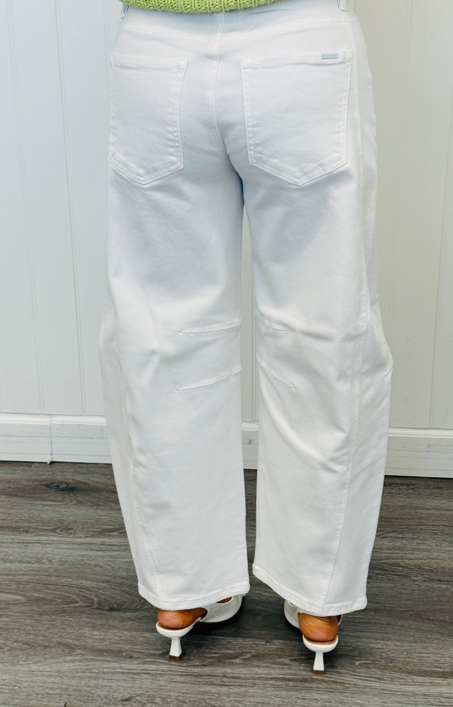 Risen White Tummy Control Cloud Nine Barrel Jeans (Reg & Plus)