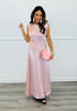 Pink Satin Fringe Top & Maxi Skirt Set (Reg.)