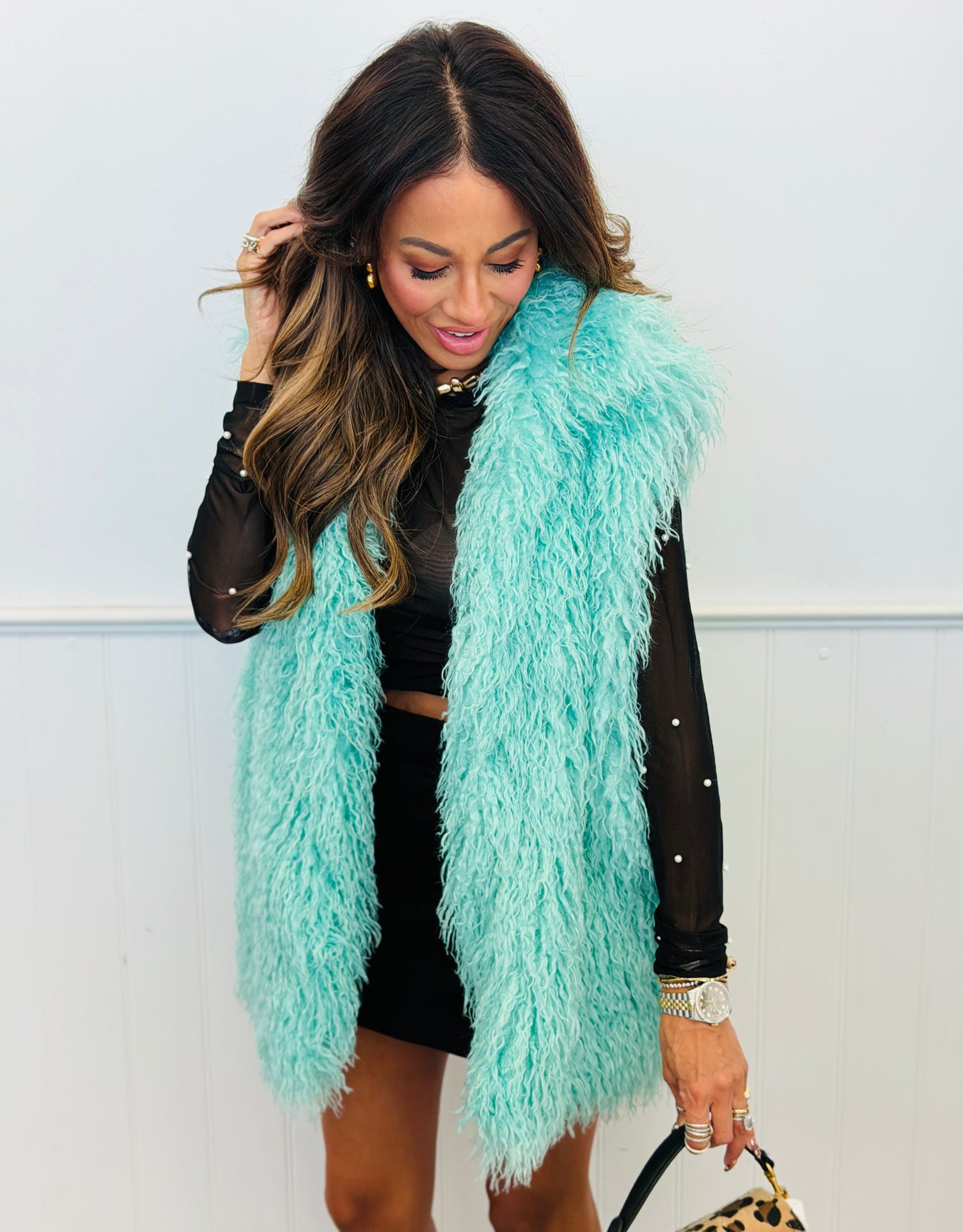 Mint Shaggy Vest (Reg & Plus)