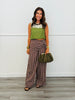 Brown Striped Front Wrap Detail Pants (Reg.)