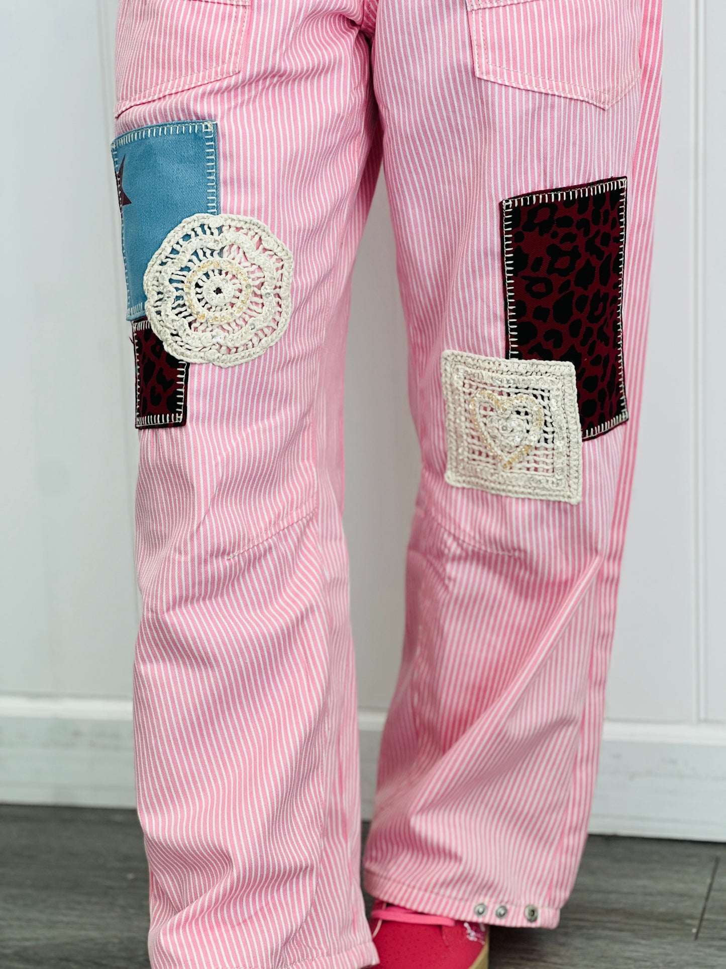 POL Pink Striped Denim & Twill Pants (Reg.)