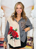 Contrast Print Roses Button Up Top (OS & PLUS)
