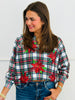 Plaid Poinsettia French Terry Pullover (Reg. and Plus)