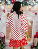 Queen Of Sparkles  Red & White Polka Dot Metallic Nutcracker Dress (Reg. and Plus)
