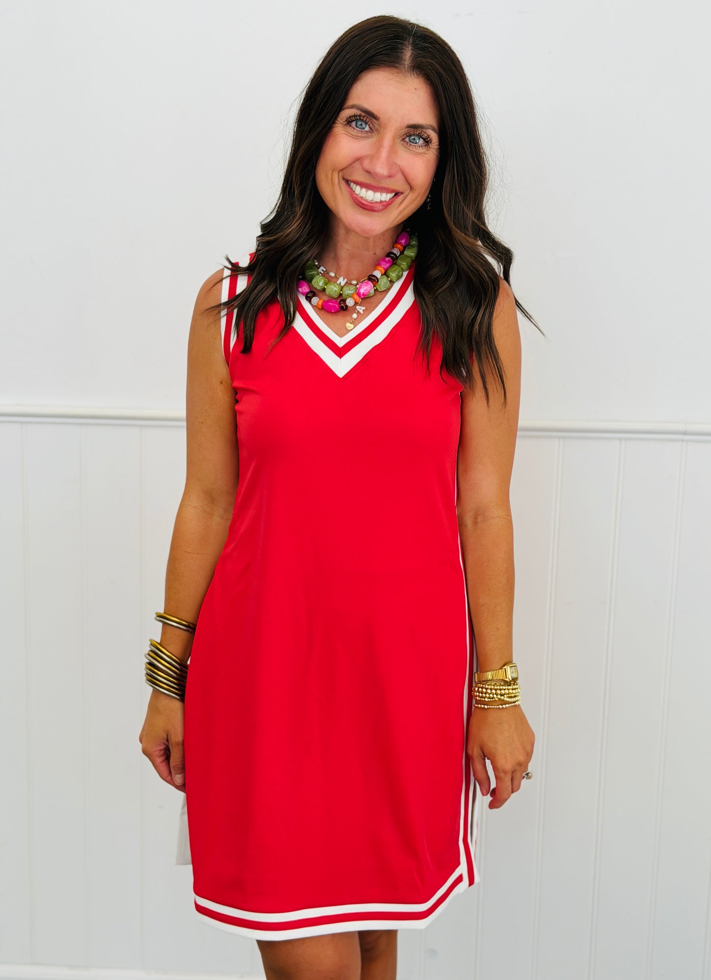 Red Sideline Tunic Biker Set (Reg. and Plus)
