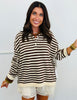 Cream Striped Collar Sweater Top (Reg.)