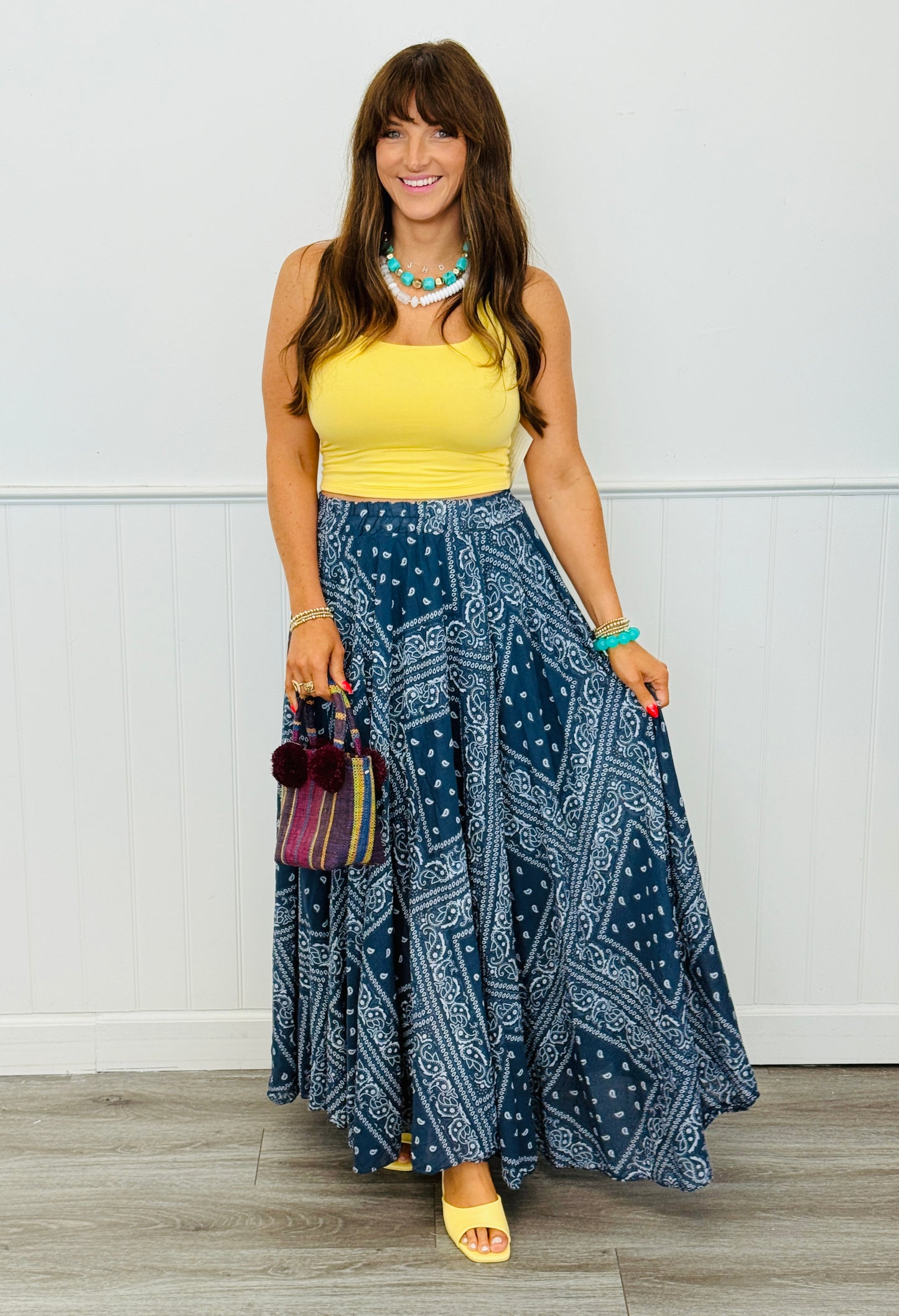 Navy Bandana Maxi Skirt (OS)