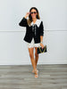 Black Contrast Detachable Collar Blazer (Reg.)