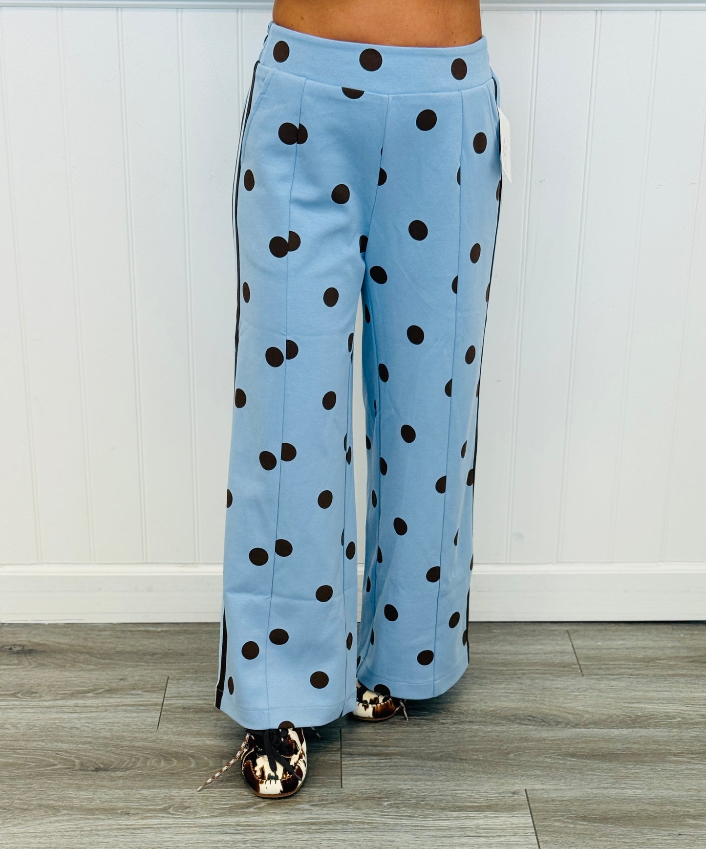 Peri Blue Polka Dot Side Striped Pants (Reg.)