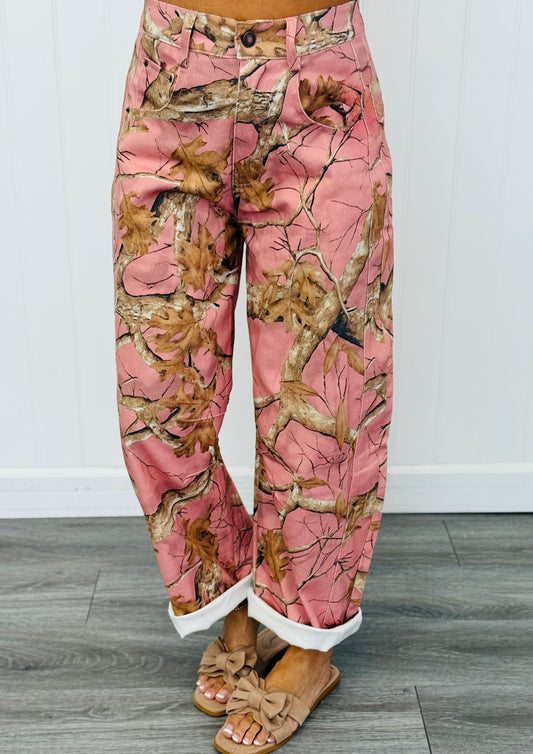 Pink Tree Camo Wide Leg Pants (Reg & Plus)