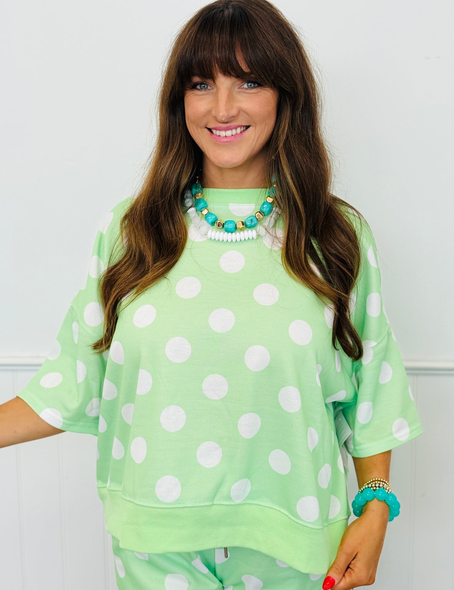 Lime Polka Dot Top & Shorts Set (Reg.)