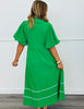 Green Smocked Neck Midi Dress (Reg.)