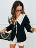 Black Contrast Detachable Collar Blazer (Reg.)