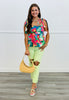Red Multi Printed Self Tie Blouse (Reg. and Plus)