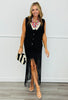 POL Black Contrast Crochet Vest Top (One Size)