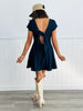 Dark Denim Open Back Bow Mini Dress (Reg.)