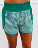 Green Stripe Half Zip Top & Shorts Set (Reg.)