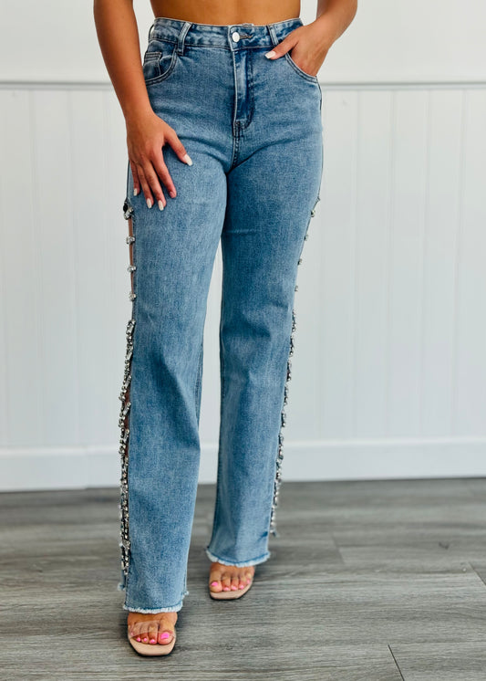 Jewel Peek Medium Wash Denim Jeans (Reg)